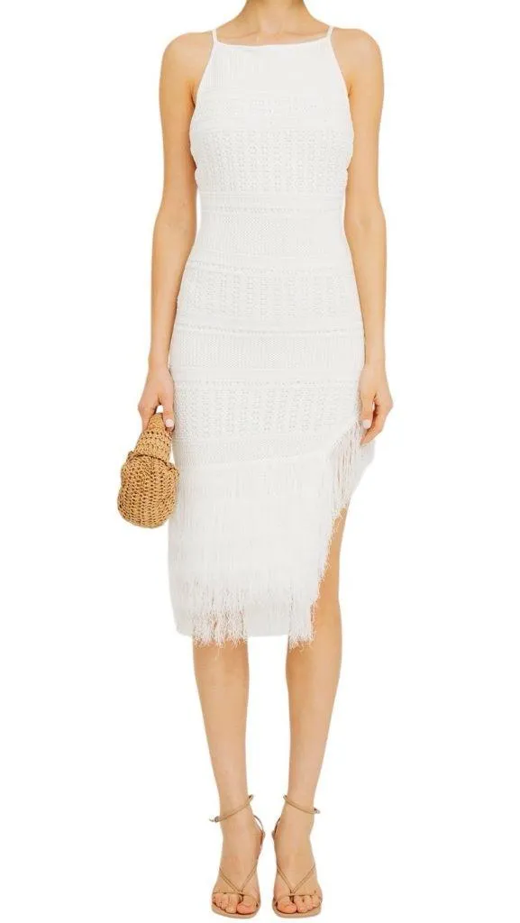 Torn by Ronny Kobo White Yuna Fringe Dress size Xsmall - Image 2