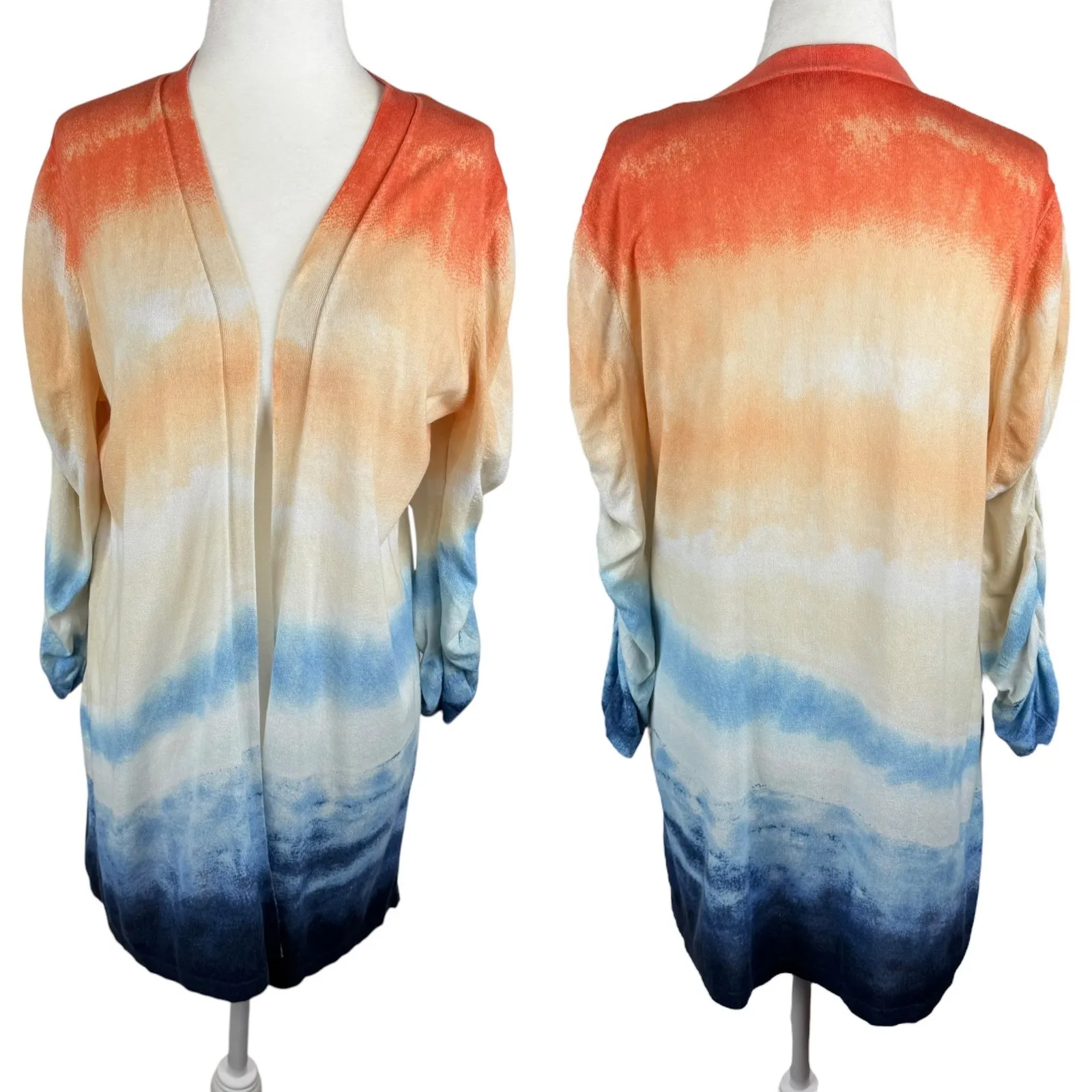 Chico's Womens Summer Romance Tie-Dye Cardigan‎ Size 1 (M) Open Front Colorful - Image 2
