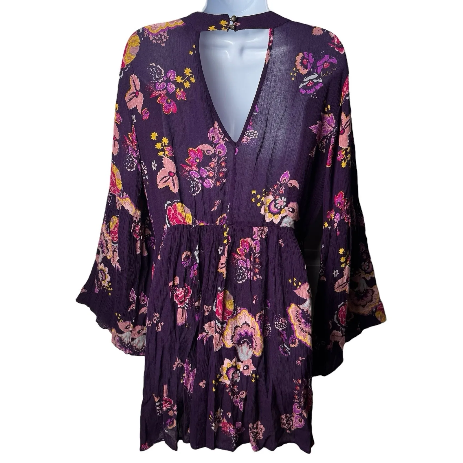 NEW Patrons of Peace Floral Bell Sleeve Keyhole Dress Fairy Feminine Bohemian M - Image 6