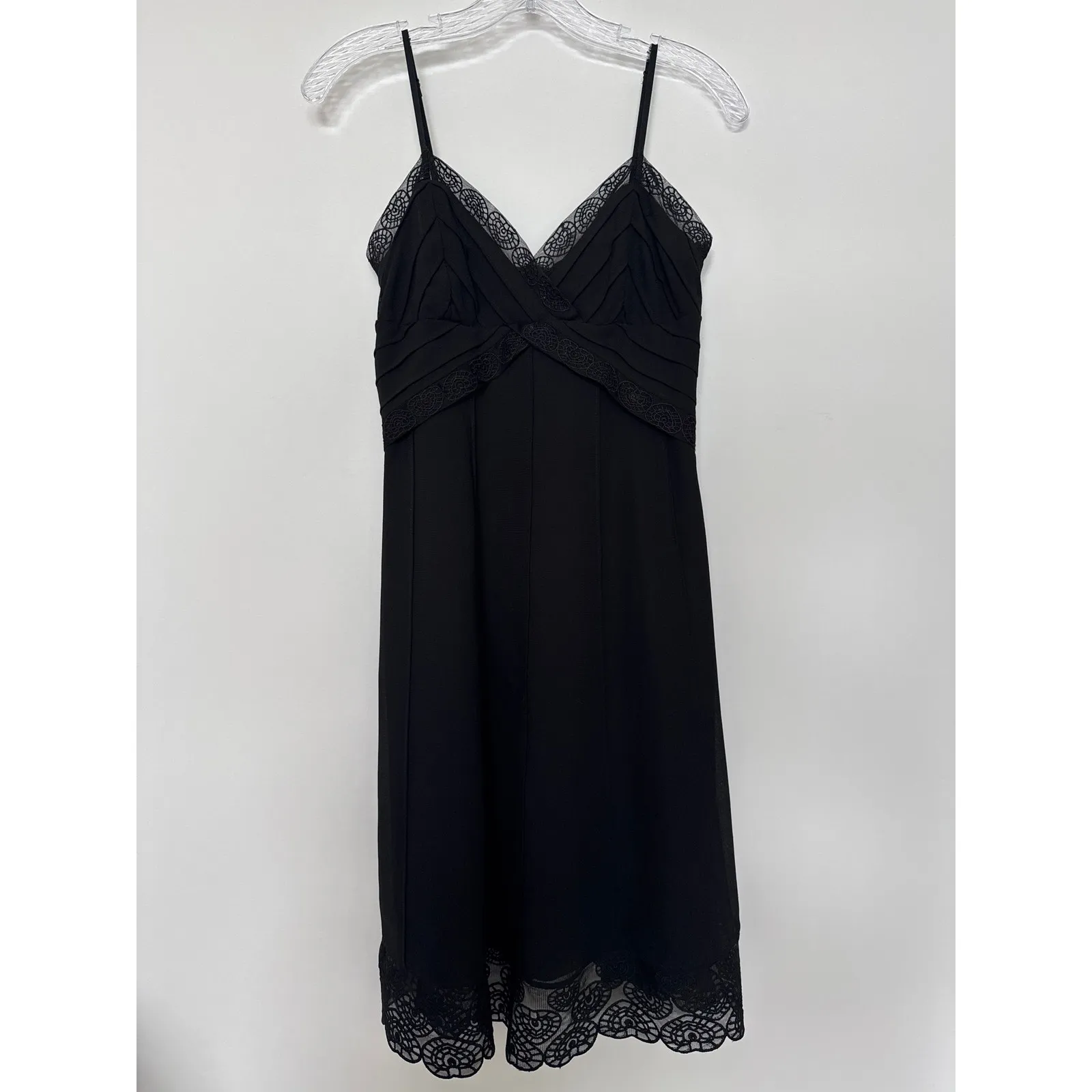Eliza J New York Black sexy Lace pleated Trim Midi sleeveless Dress Size 4 Petite - Image 14