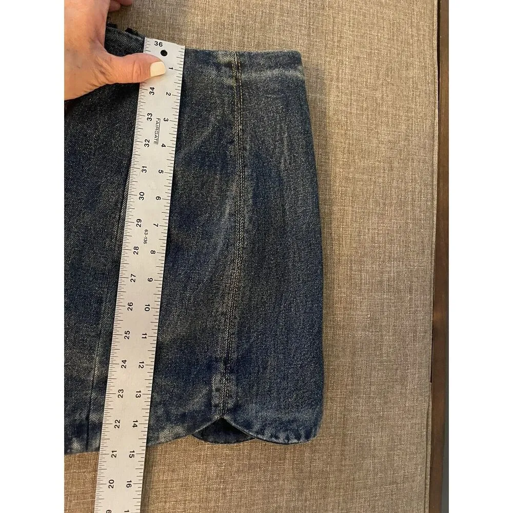 Altar’d State Skirt Denim Blue Scallop Hem Mini Hipster Boho Festival Small NEW - Image 6