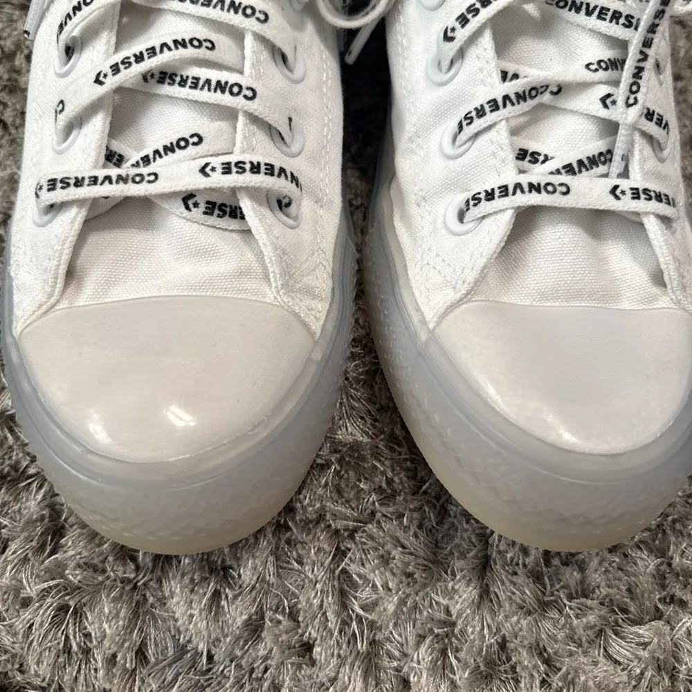 White Converse High Tops with Clear Sole 
Size 8/10 - Image 3