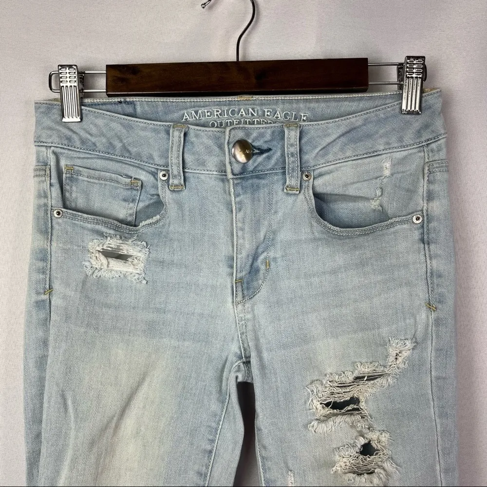 American Eagle AEO Light Wash Distressed Skinny Jeans 2 - Image 3