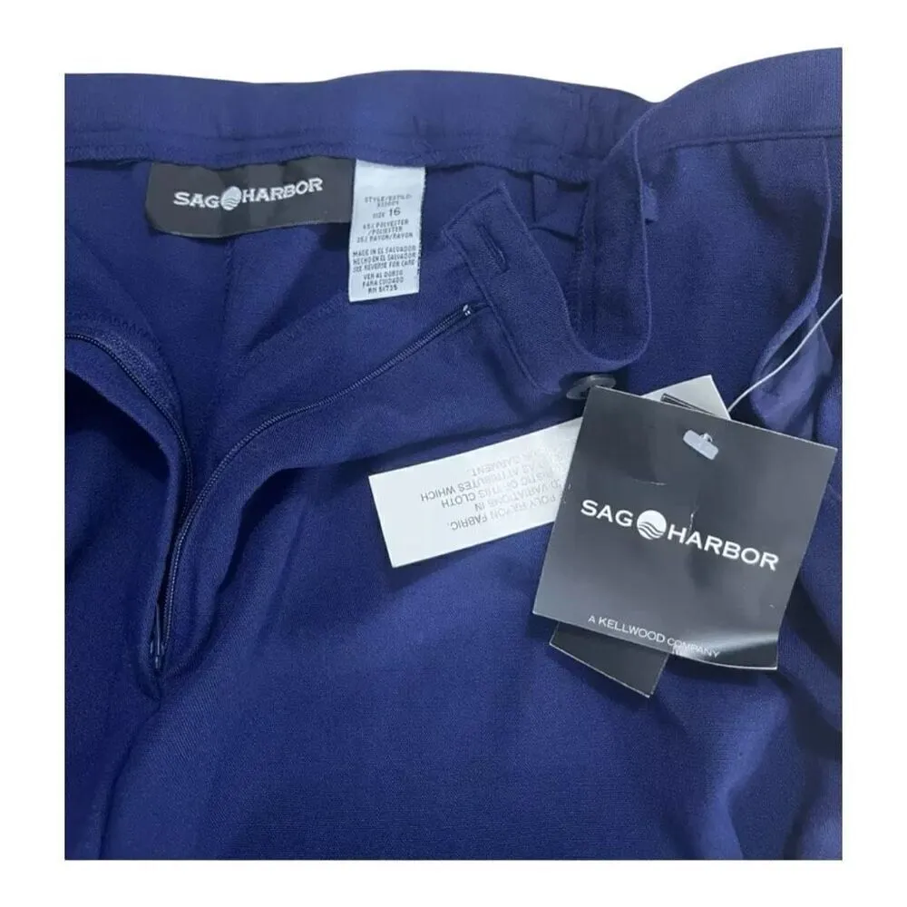 Sag Harbor MISSY Royal Blue Pants Size 16 Flat Front Straight Leg Pockets Formal - Image 6