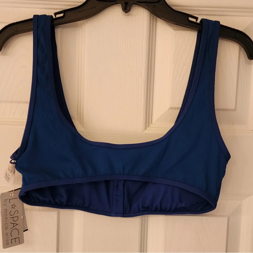 L*Space Robbie Bikini Top Women’s Blue Button-Front Bralette Size XL - Image 6