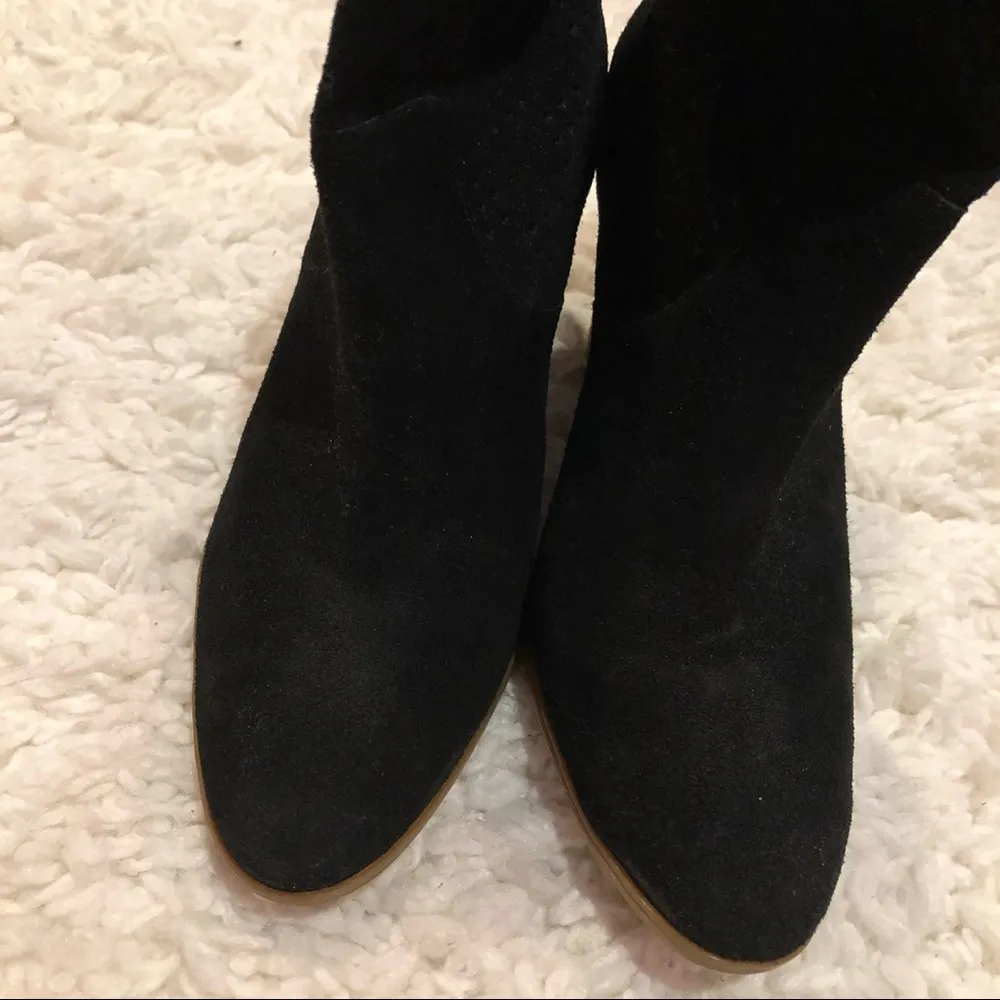 Enzo Angiolini Gettup Laser Cut Black Leather Suede Ankle Heel Boots 7 - Image 6