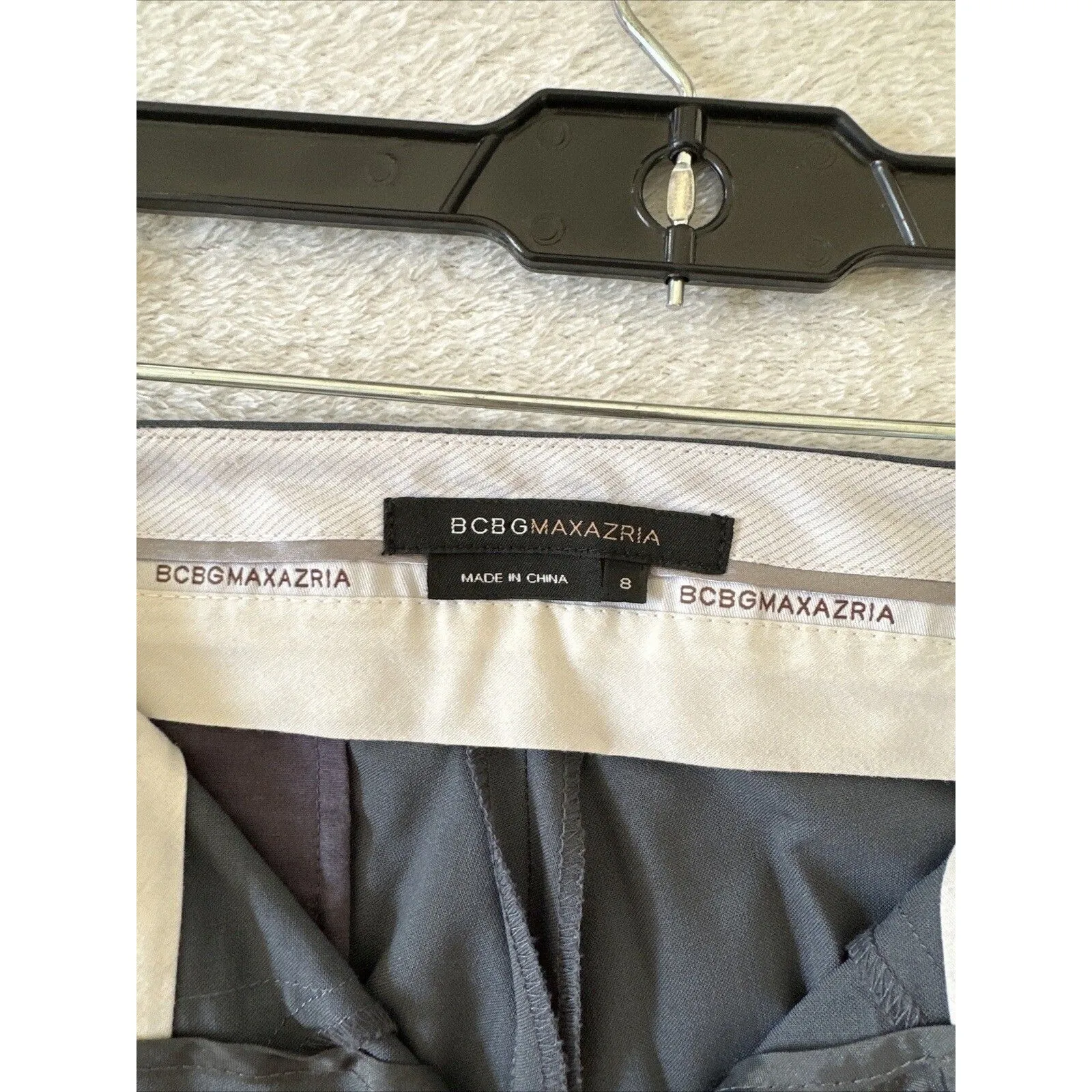 BCBG MaxAzria Women's 2PC Suit Size M/One-Button Jacket Wide Leg Pants Gray Wool - Image 11