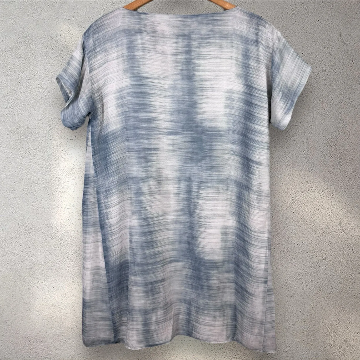 Eileen Fisher 100% Silk Bateau Neck Short-Sleeve Shift Dress Size‎ Medium - Image 6