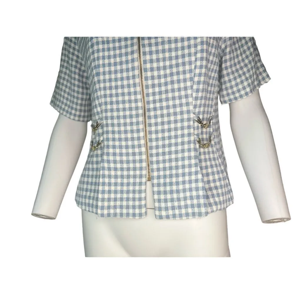 Betsy’s Things 1990”s Vintage Gem light blue Gingham print​​​​​ White Size M - Image 15