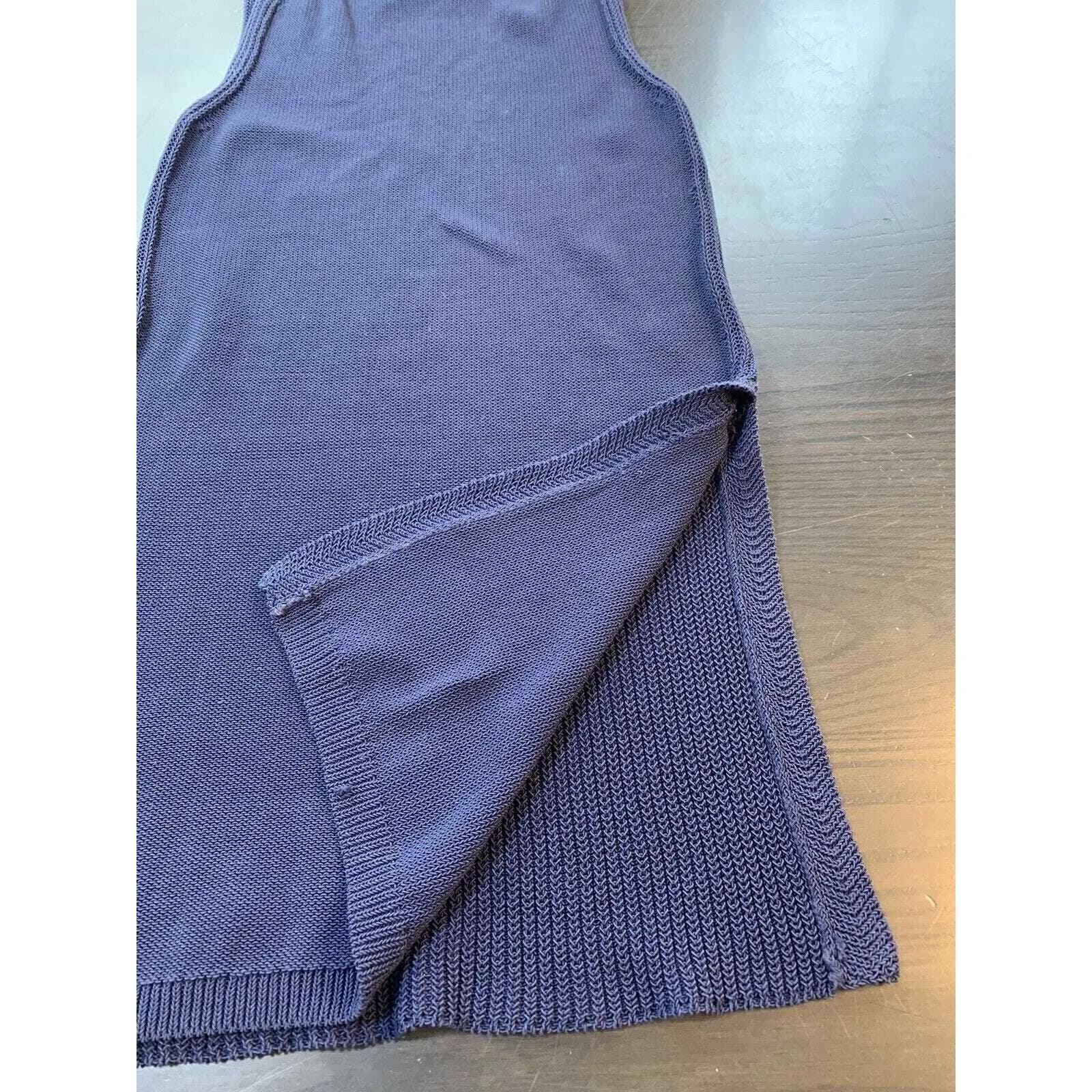 Athleta Tunic Small Tank Top Navy Knit Beachy Swim‎ Cover Up Slits Coastal Boho - Image 4