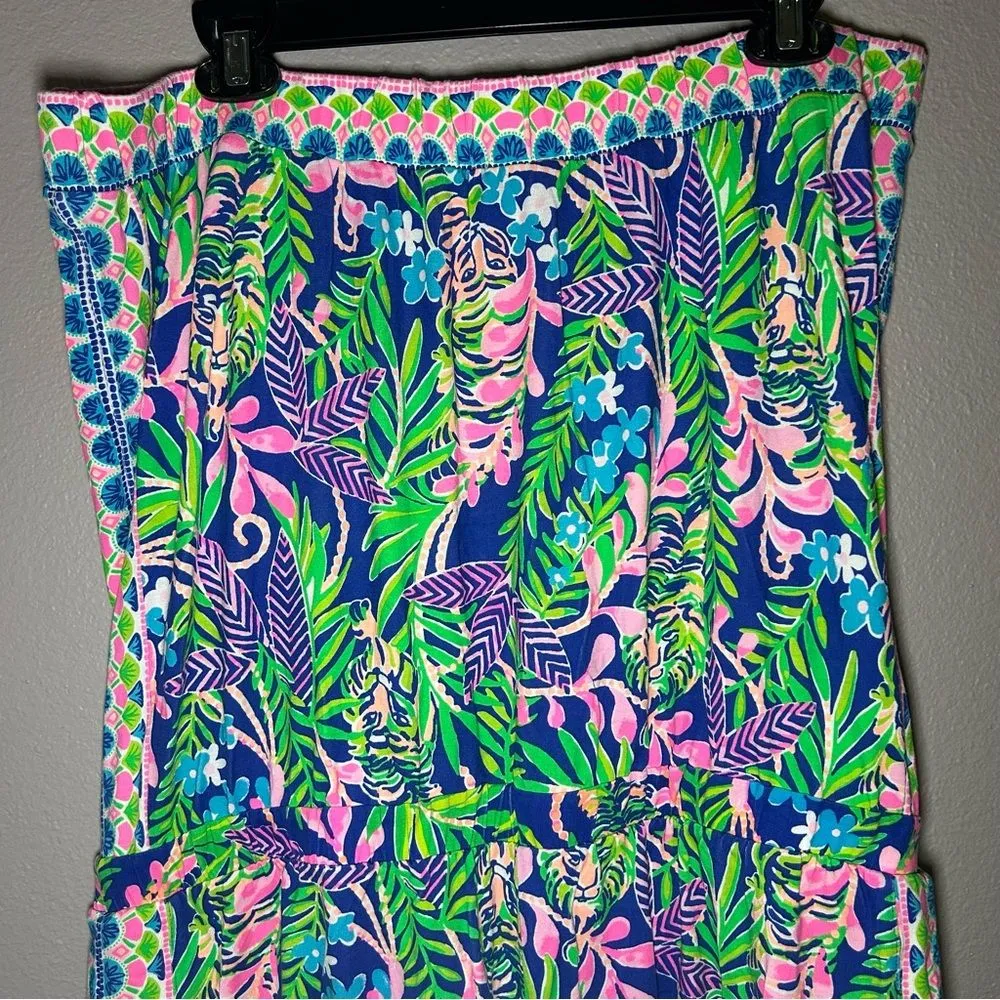 Lilly Pulitzer Rikki strapless tropical floral tiger print romper womens size XL - Image 7