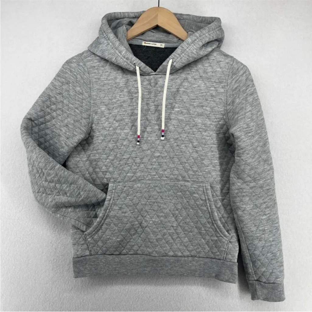 Marine Layer Corbet Quilted Gray Hoodie Medium - Image 2