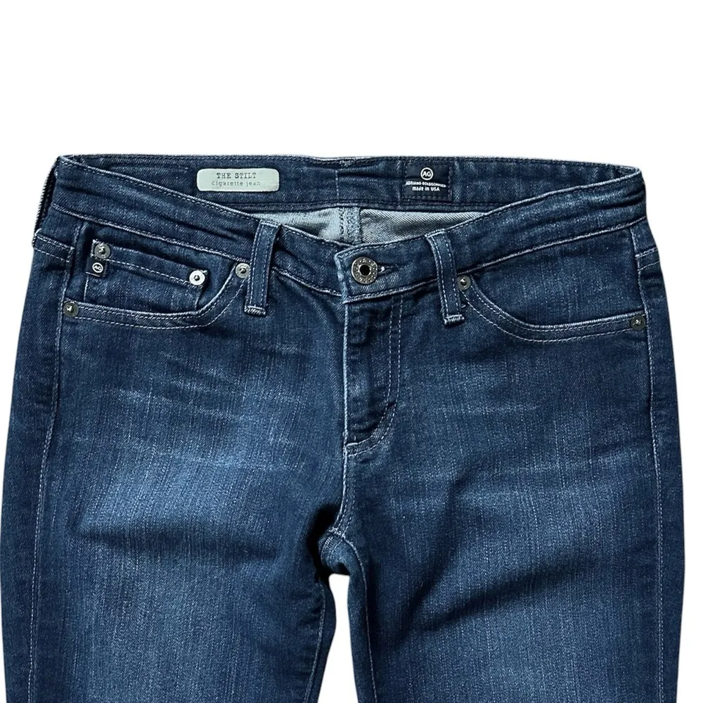 AG Adriano Goldschmied The Stilt Cigarette Low Rise Skinny Dark Denim Jeans 27R - Image 3