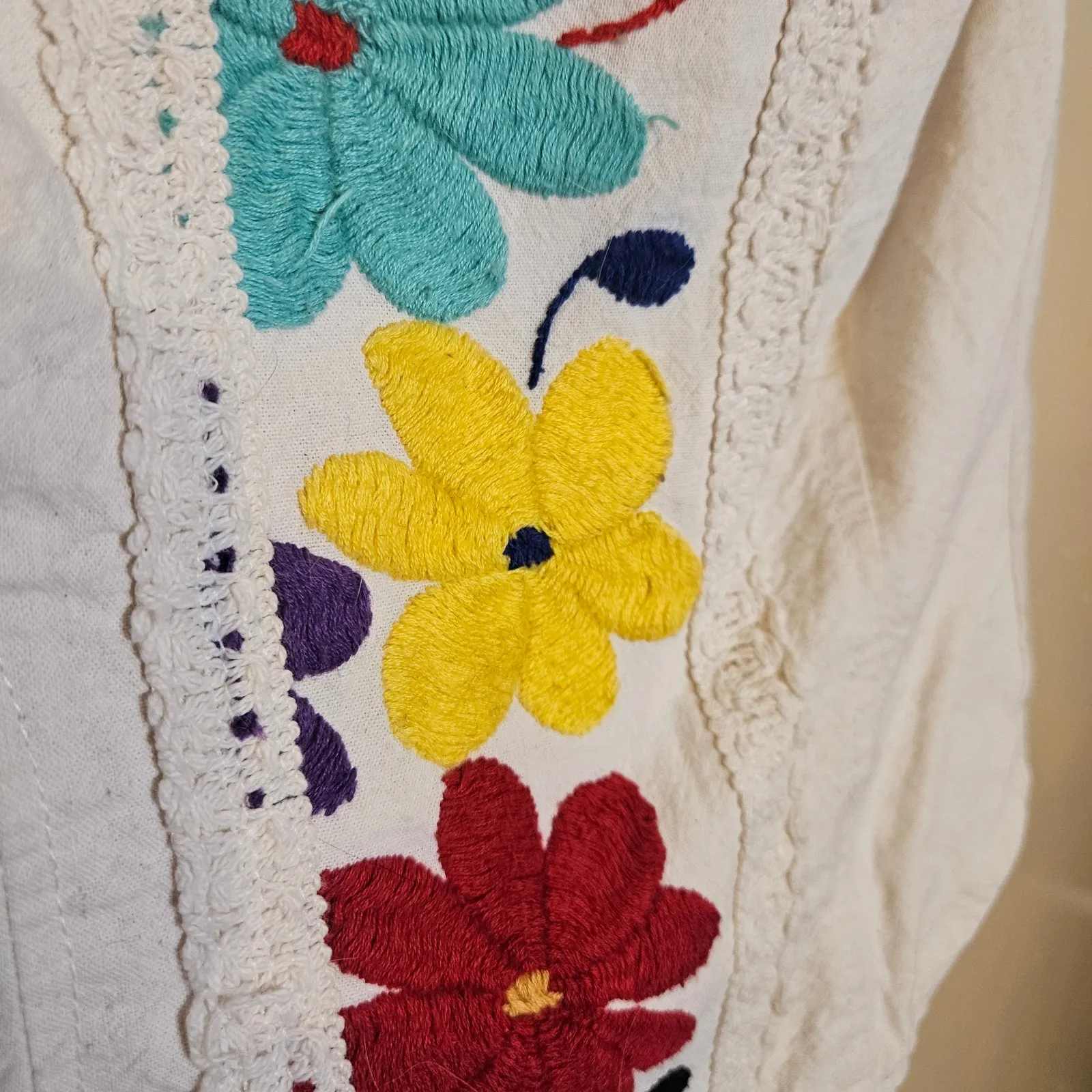 De Sma Para El Mundo Size Small Corset Top Embroidered Floral Cropped Top Chic White - Image 5