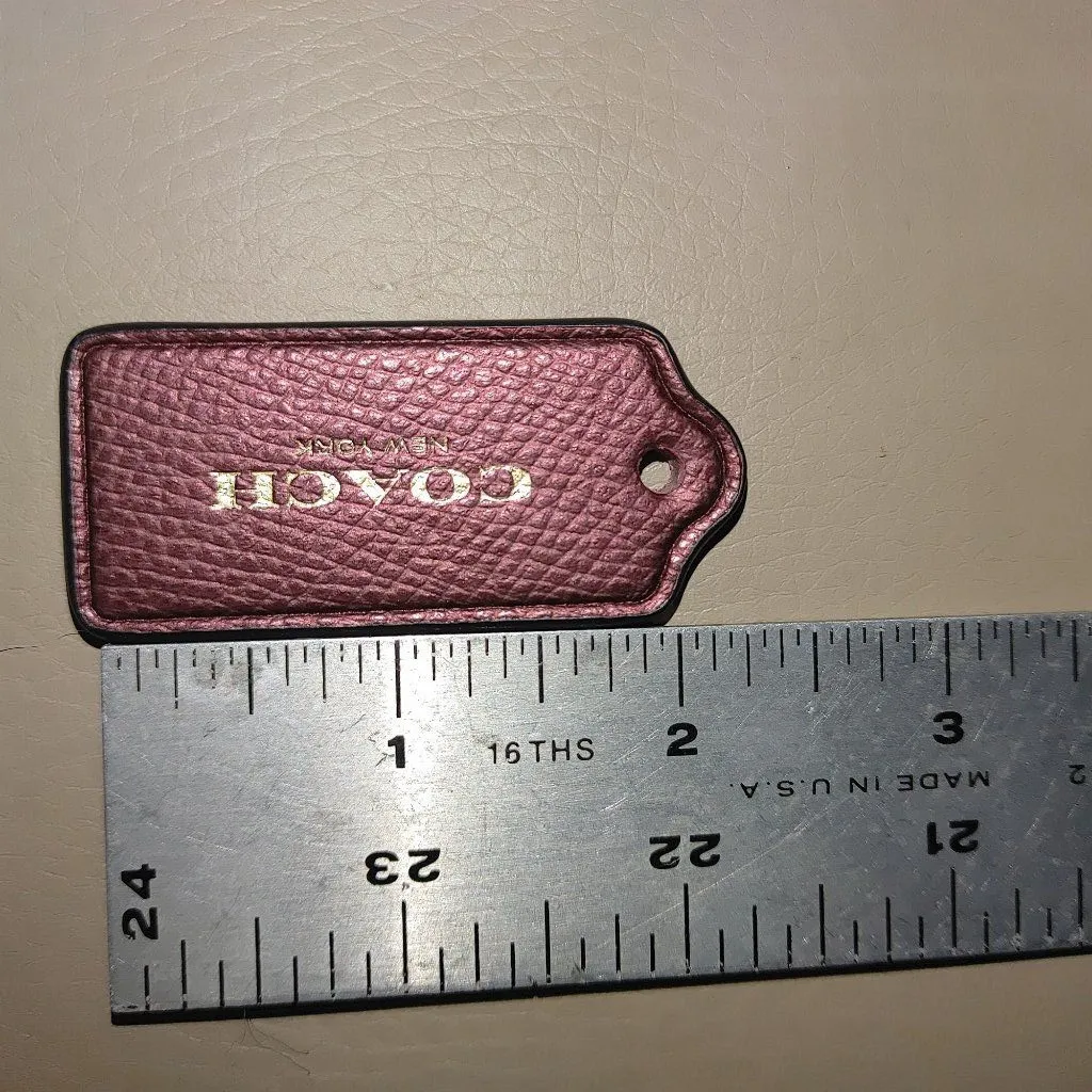 Coach Handbag Burgundy Gold Pebbled Leather Hang Tag Only Charm Tag Fob - Image 6