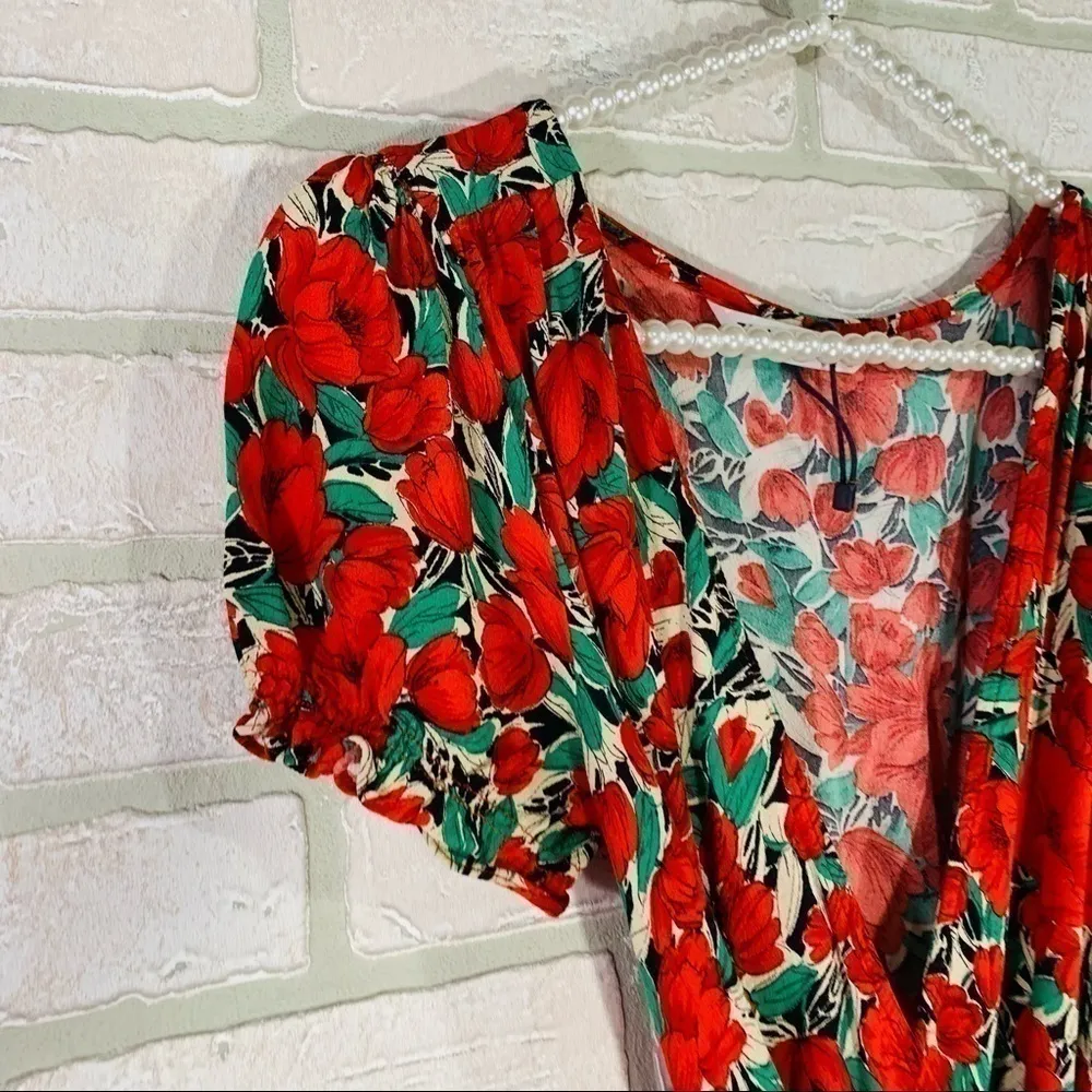 Zara Tulip Print Short Sleeve Wrap Dress Size S - Image 7