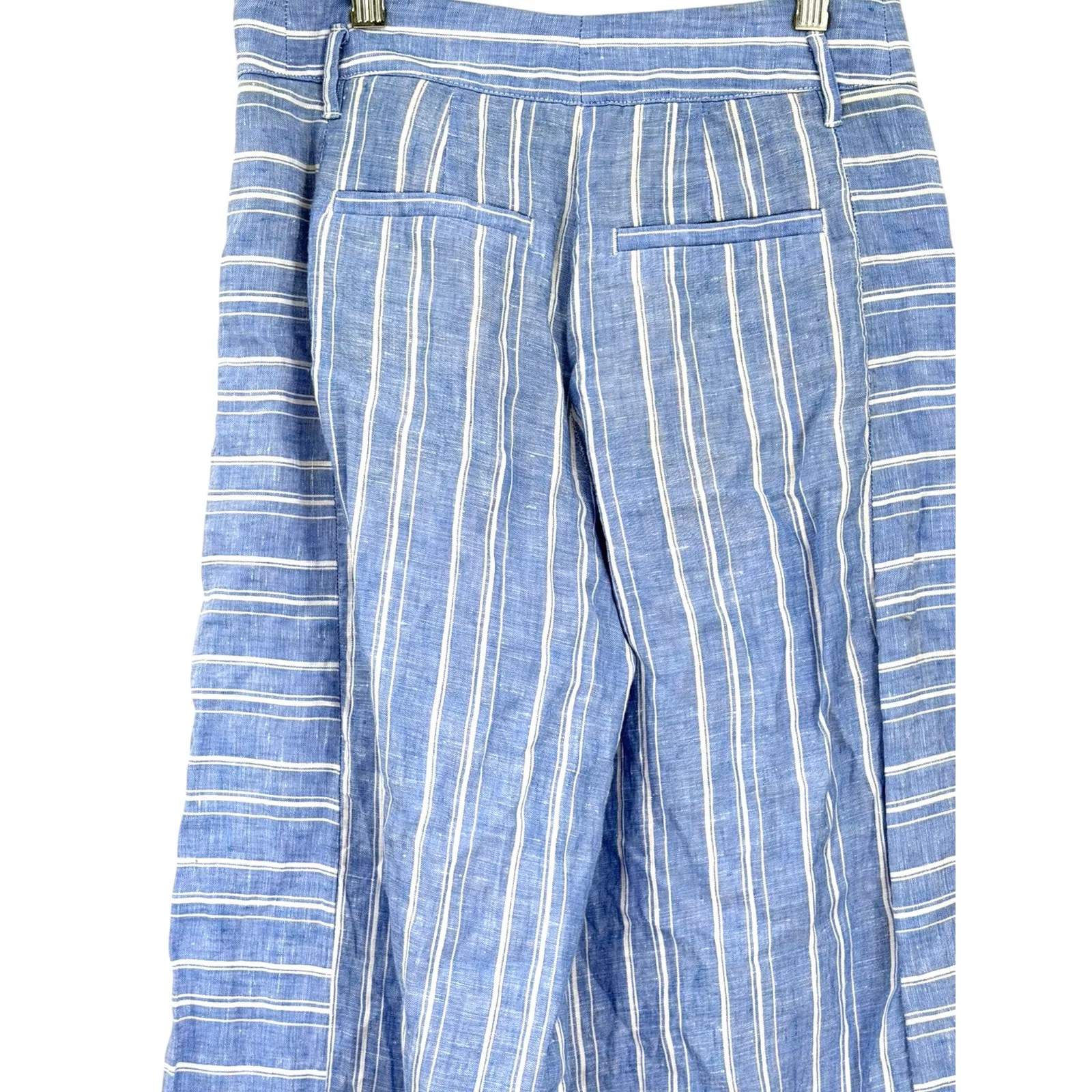 Anthropologie Ett Twa 0 blue and white striped wide-leg linen pants trousers xs - Image 5