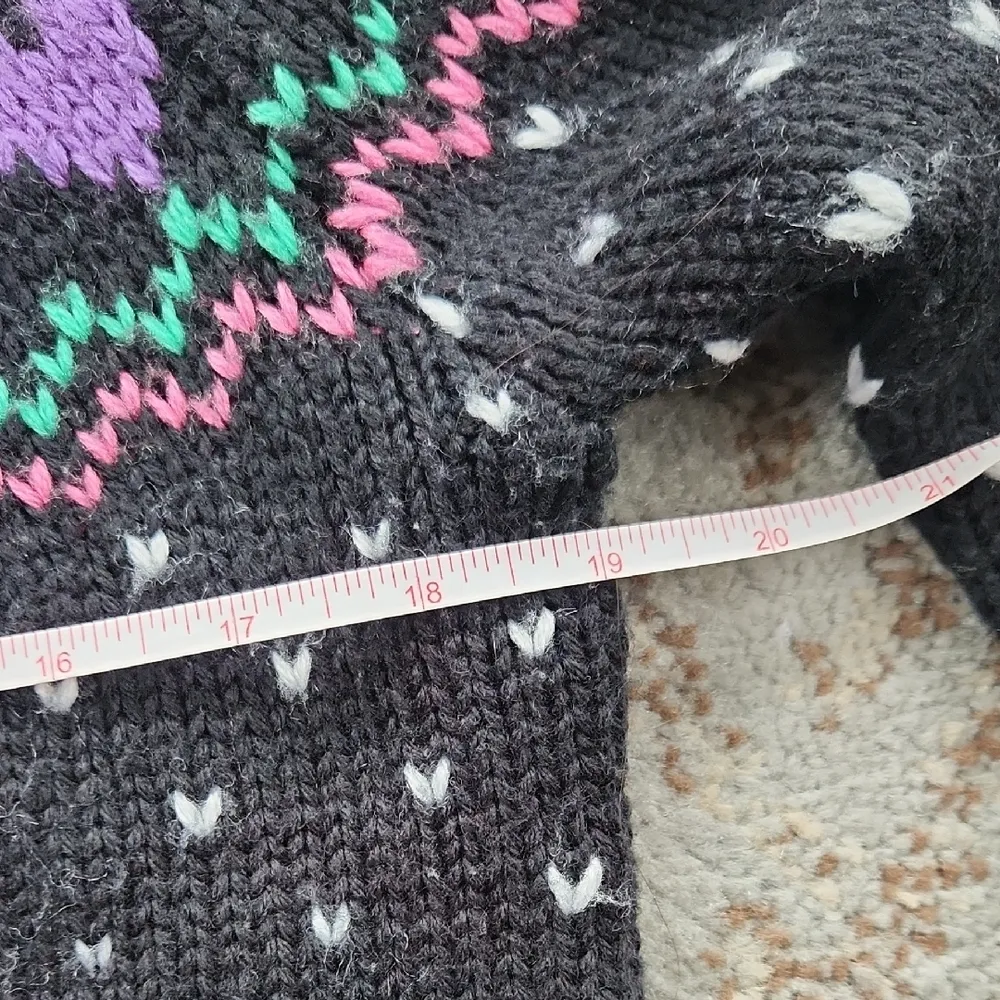 Vintage Northern Isles Knit Print Sweater Black Large - Image 3