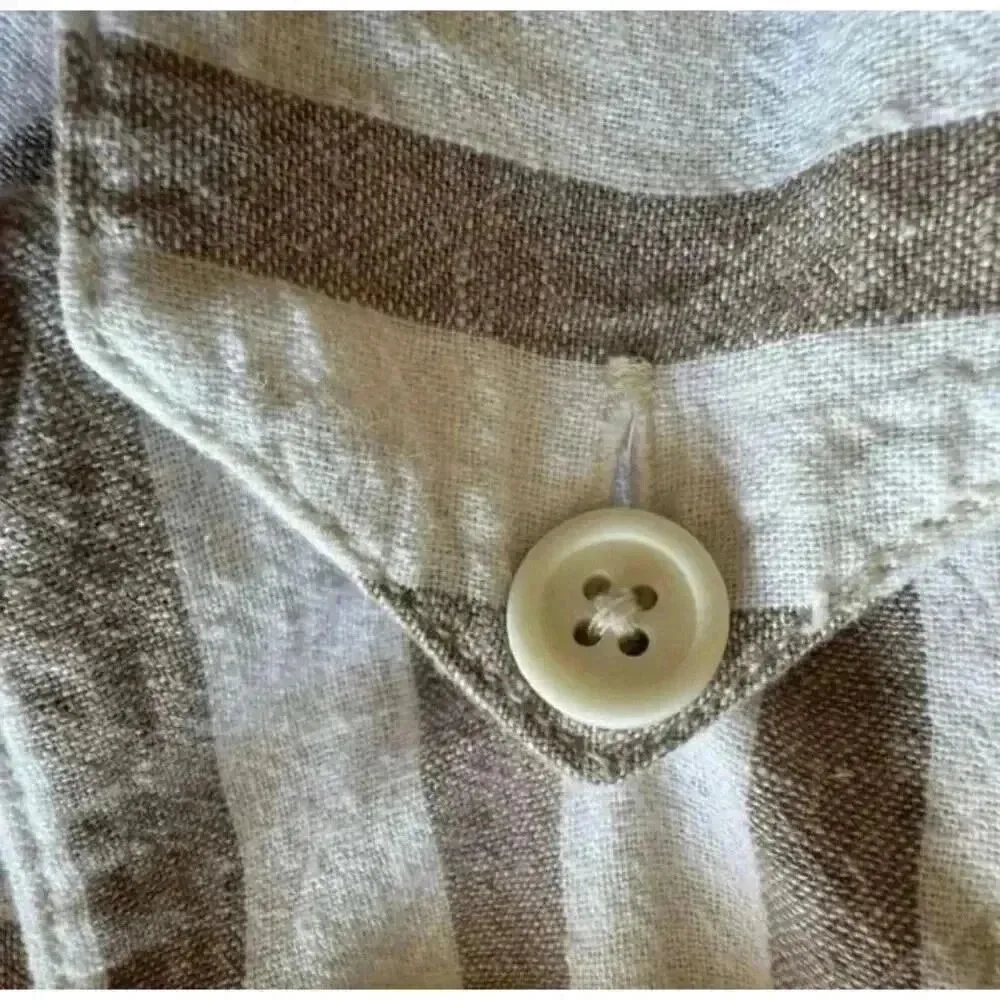 Anthropologie Oasis Striped Linen Blend Tailored Pants White/Taupe  SZ 4 #2011 - Image 13