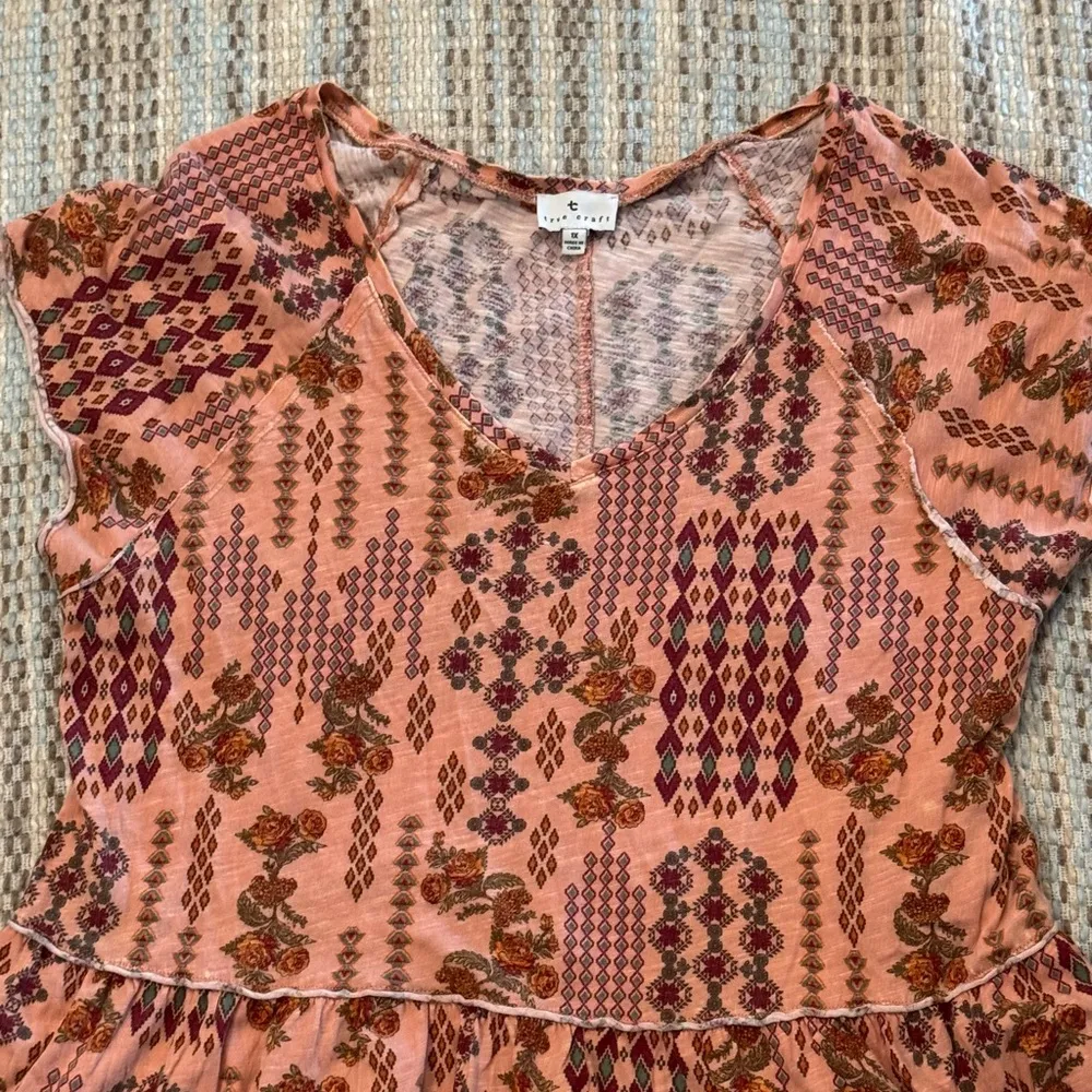 True Craft Knit Peasant/Bohemian Blouse, Size 1X. - Image 2