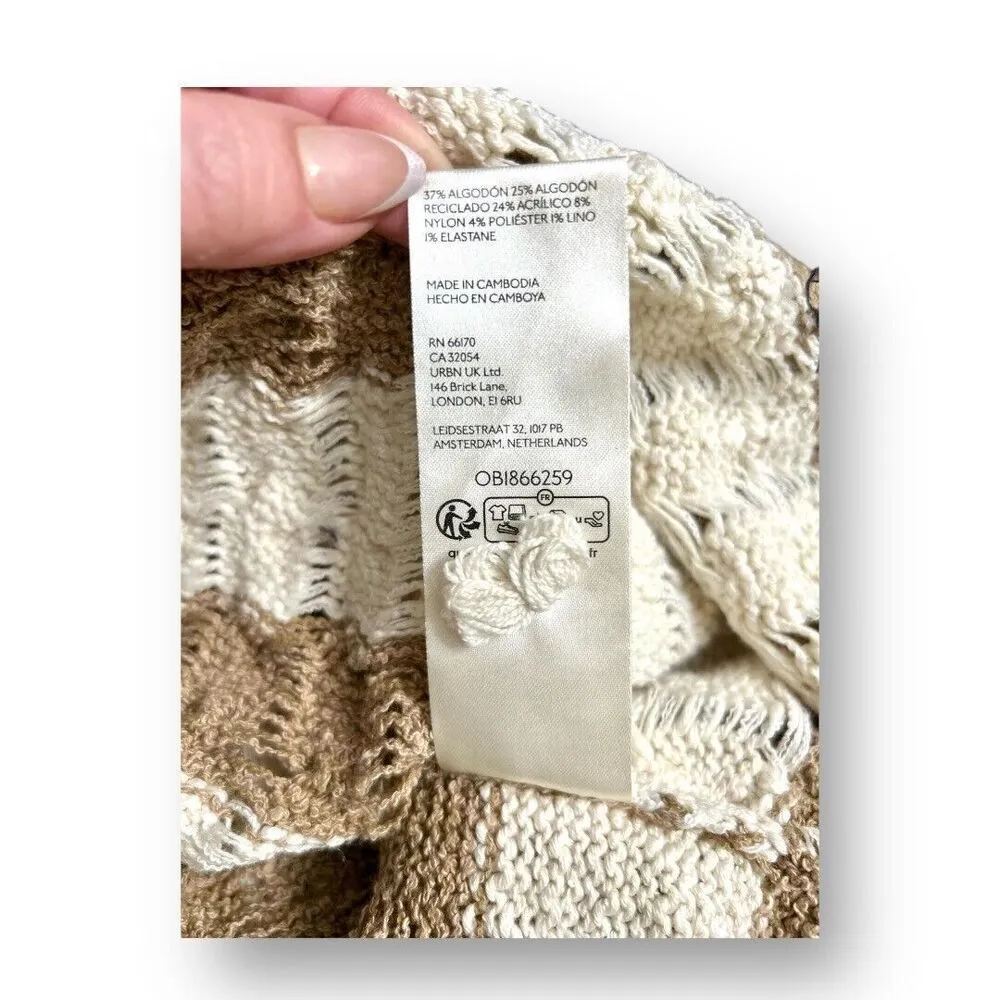 Pilcro Anthropologie M Brown Stripe Cable Knit Sweater Preppy Academia Oversized - Image 6