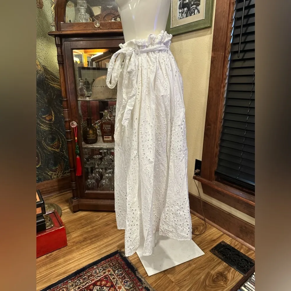 NWOT H&M white pizzo sangallo embroidery midi high waist skirt - Image 3