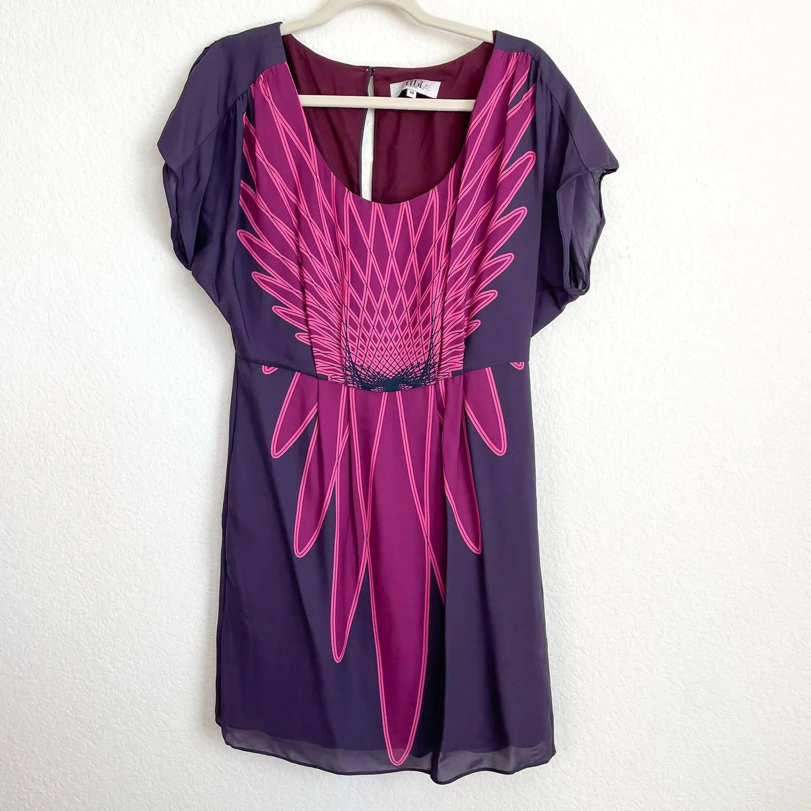 TIBI Purple Pink Silk Mini Dress - Image 5