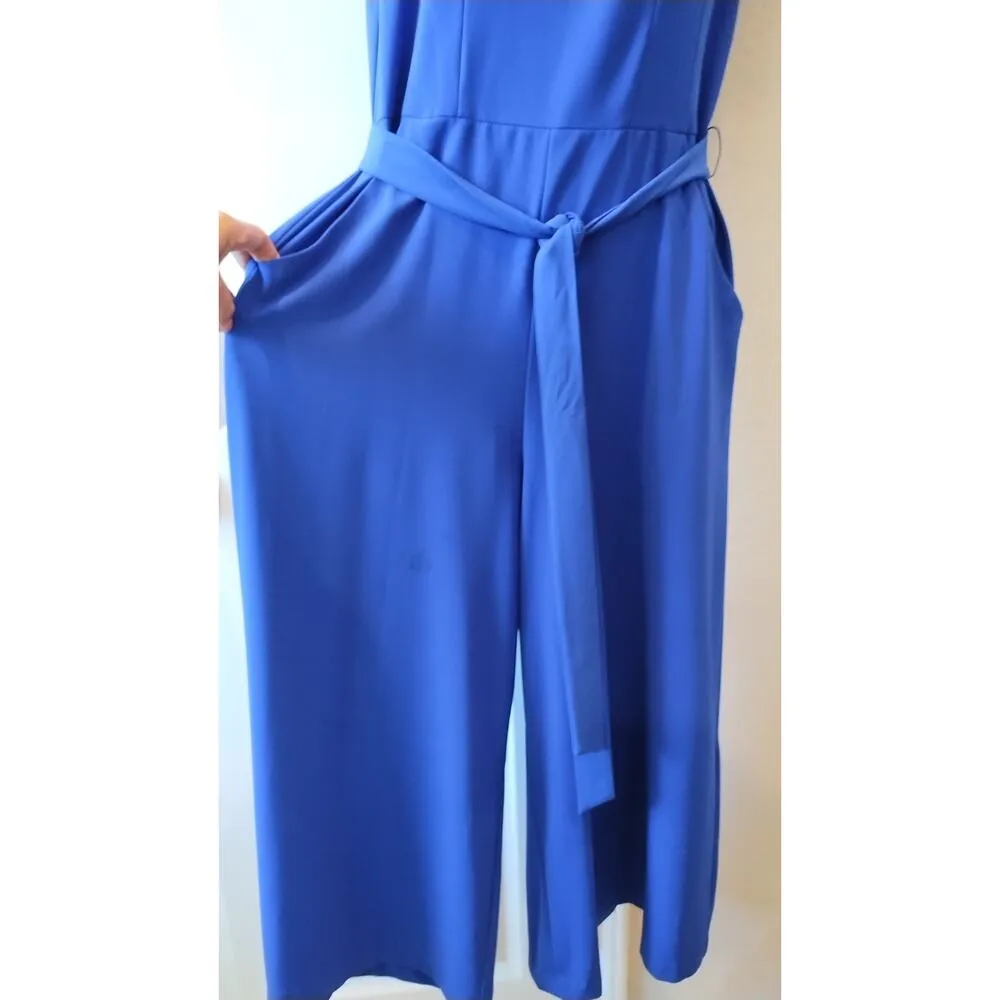 Danny and Nicole Royal Blue Sleeveless Belted Wide Leg Jumpsuit size 10 - Image 4