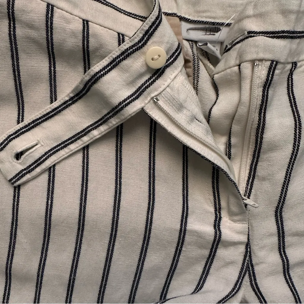 J.Jill Cream Navy Stripe Linen Blend Straight Leg Pants 6P Petite NWT - Image 6