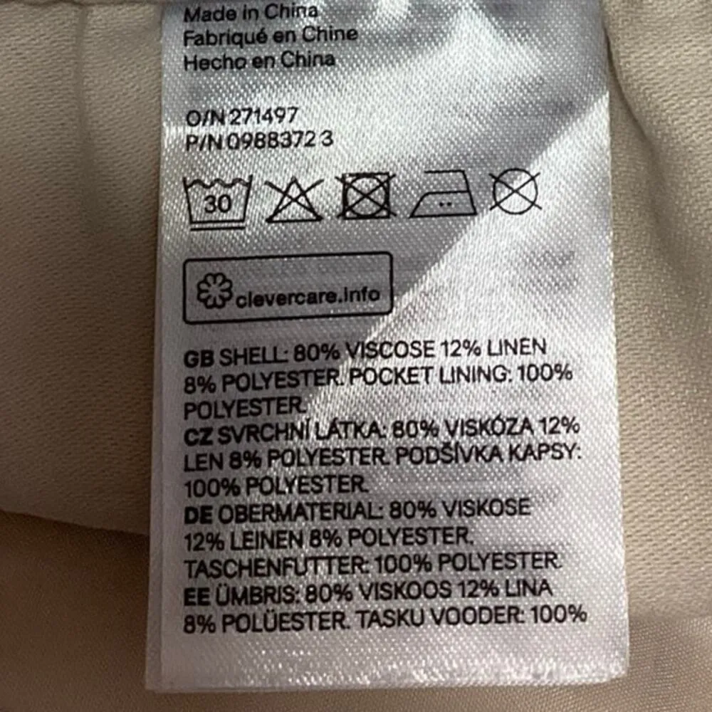 H&M Women's Linen White Business Wide Straight Leg Dress Trousers Pants Size 4 - Image 5