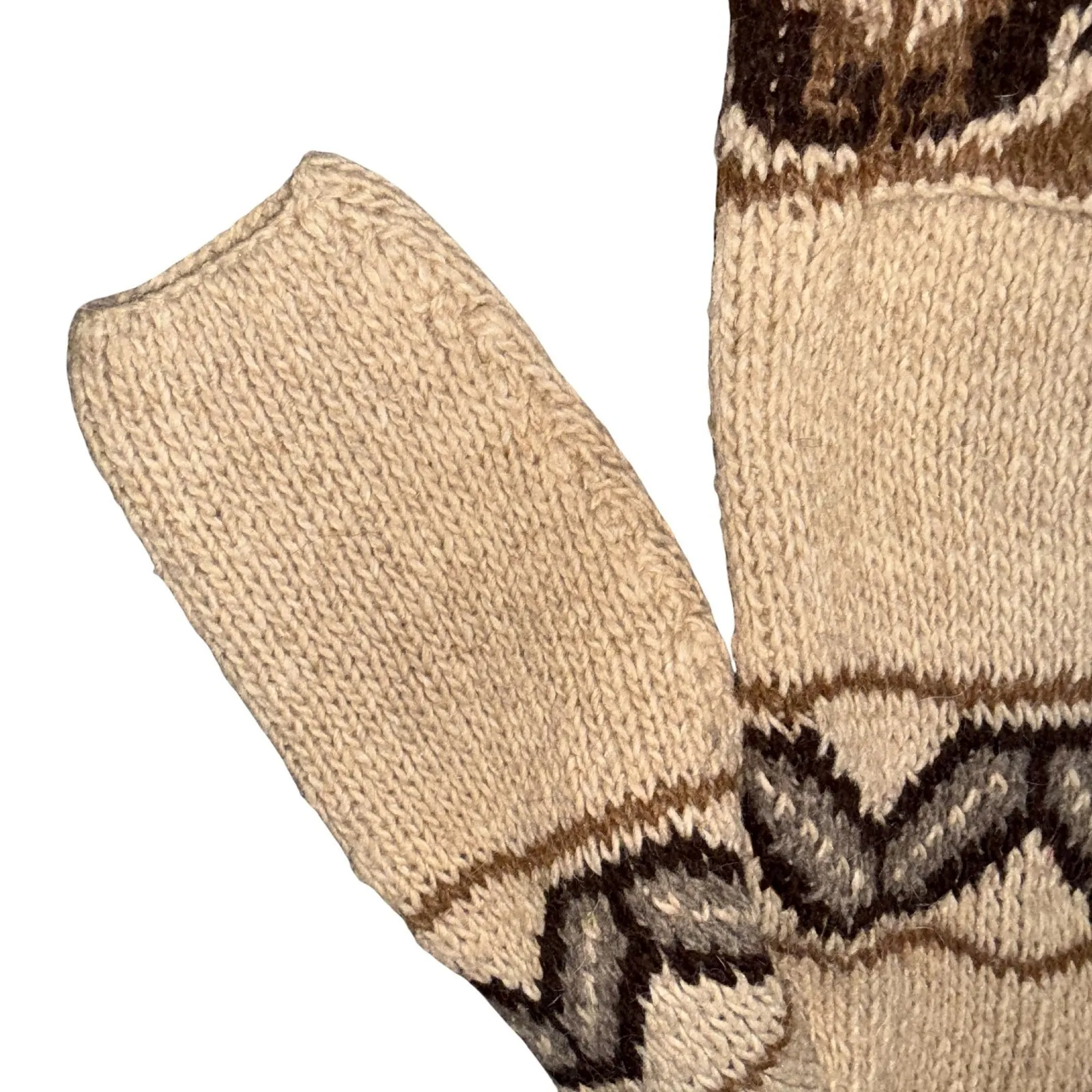 Vintage Handmade 100% Wool Cardigan: Artisanal Warmth and Earthy Style Size L Size L - Image 5