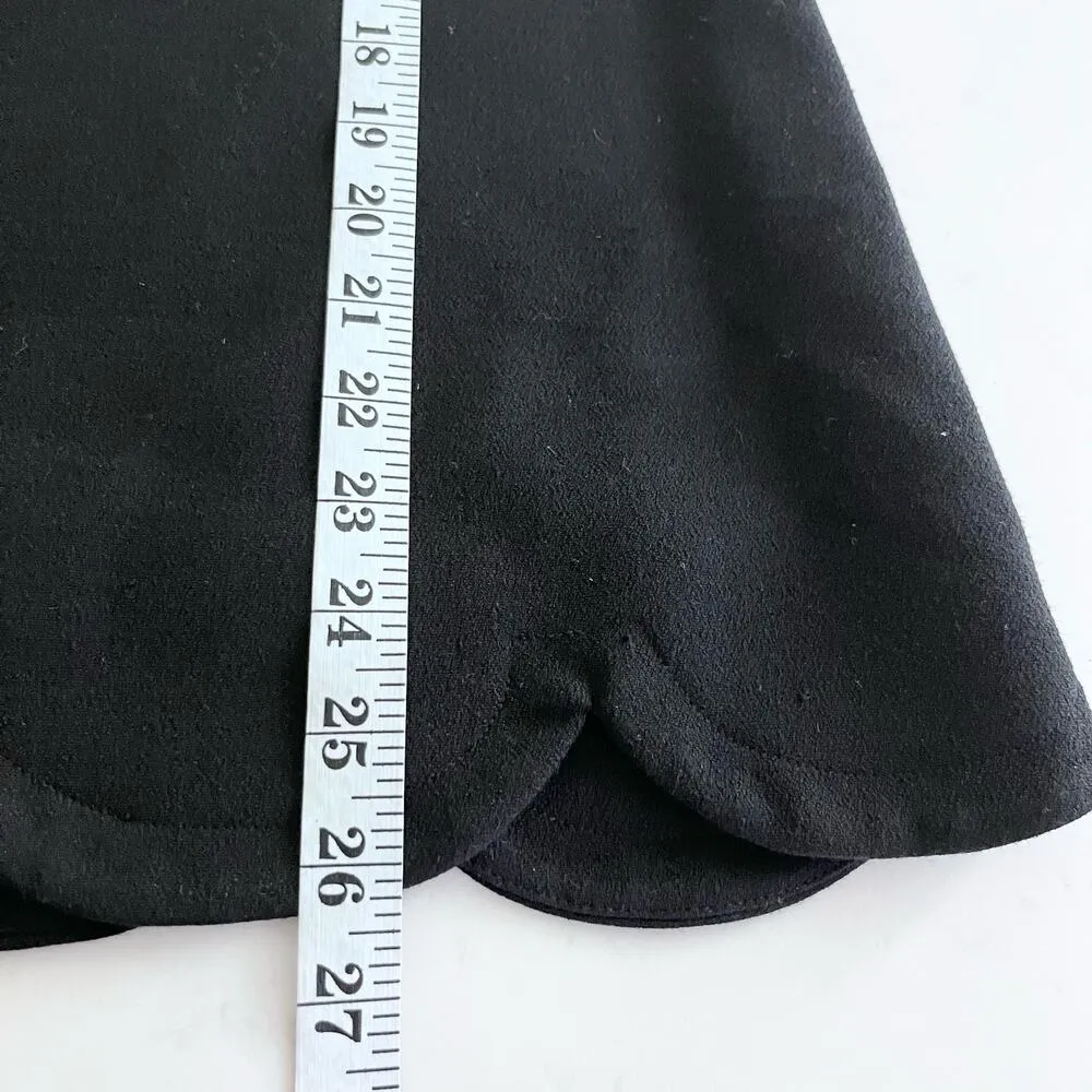 Shoshanna Solid Black Scalloped Crepe Short Sleeve Top Size 0 - Image 7