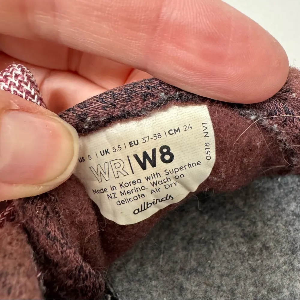 Allbirds Wool Red Burgundy Lace Up Sneakers Womens 8 Comfort Shoes Fall Classic - Image 9