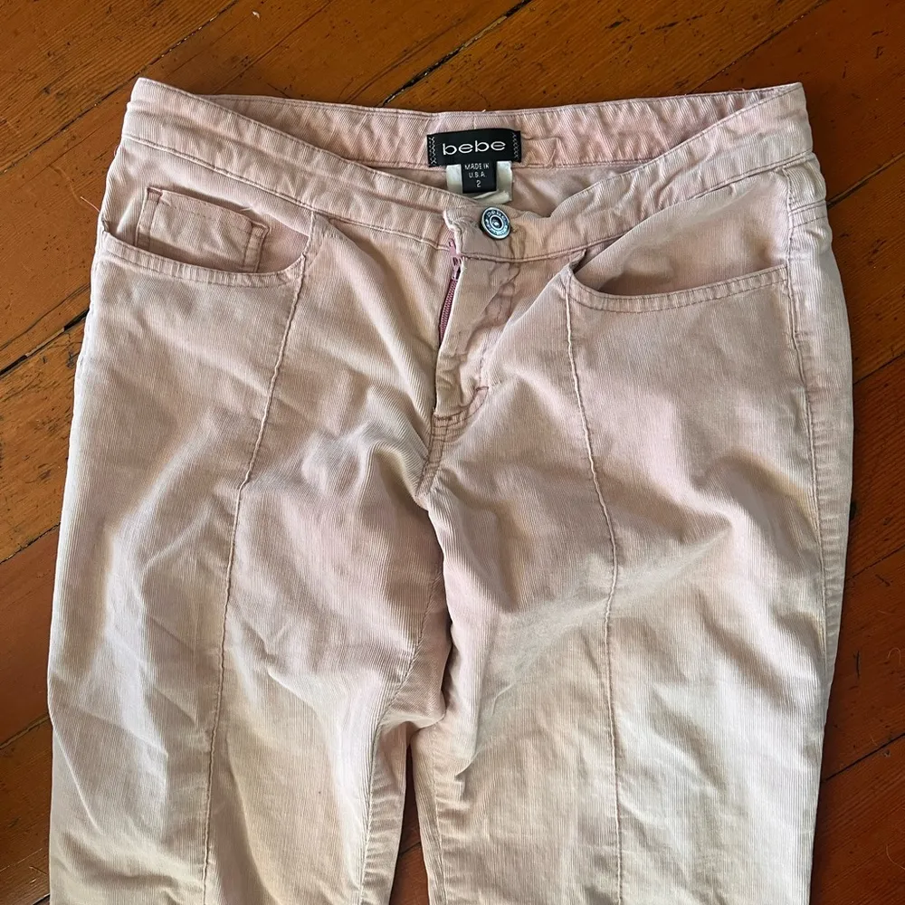Y2K  low rise Bebe light Pink Corduroy Pants - Image 3