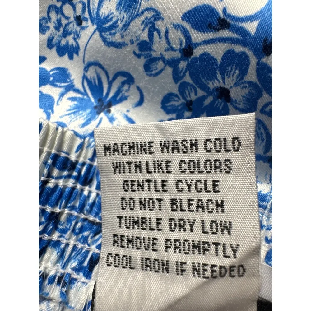 Bon Worth Floral Print Capri Pants Elastic Waist Cropped Blue White XSP‎ - Image 6