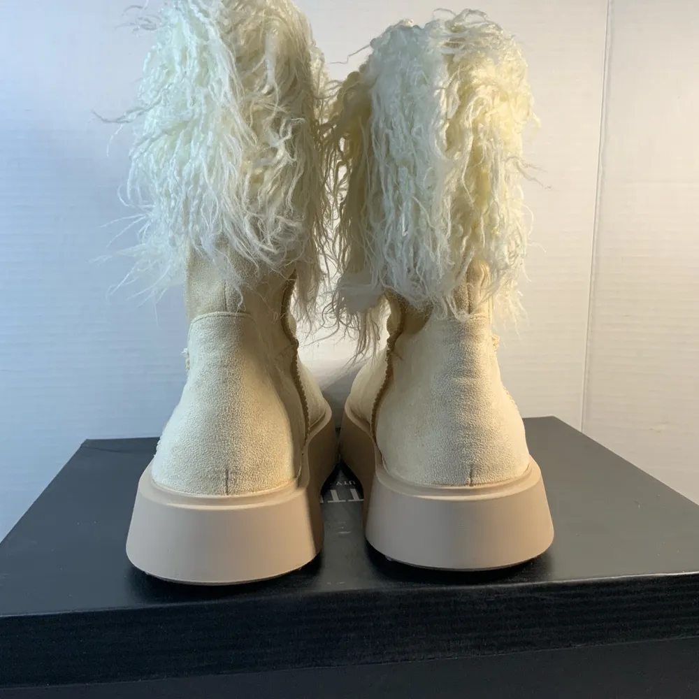 PrettyLittleThing cream faux fur faux suede ankle boot size 9 NIB - Image 5