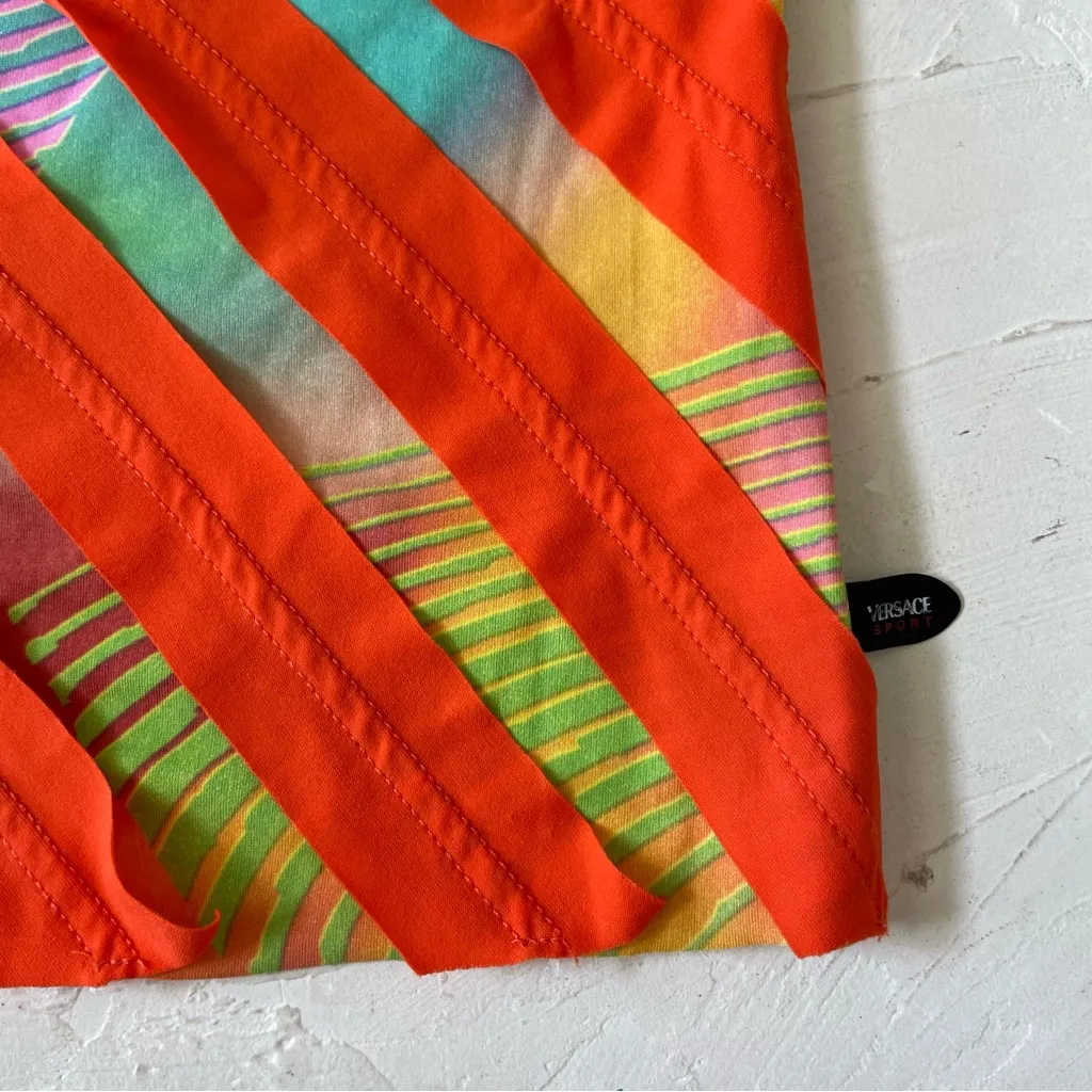 Versace Sport Y2K Retro Diagonal Stripes Colorful Funky Tank Top Size XL - Image 5