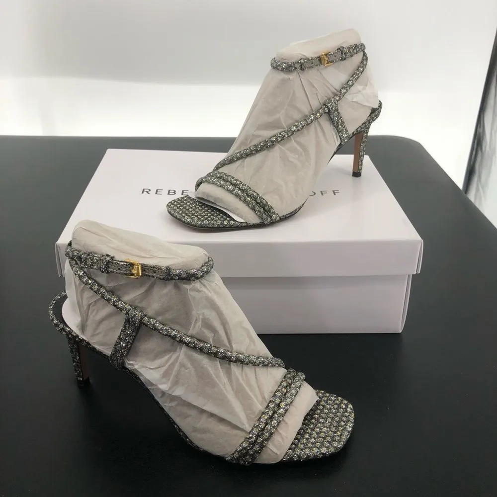 Rebecca Minkoff Nanine Silver Gold Strappy Ankle Strap Heeled Sandals - Image 4
