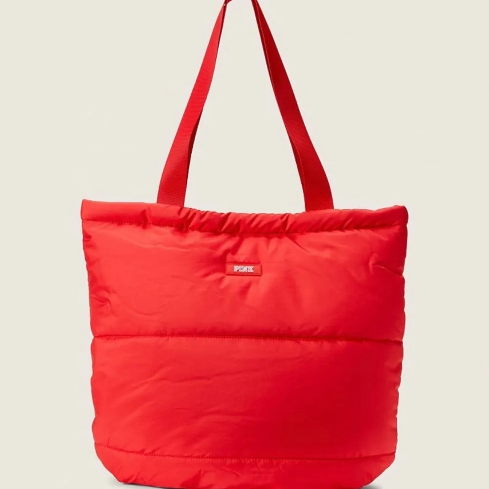 Victoria’s Secret Pink Red Pepper Quilted Puffer Tote Bag - Image 2