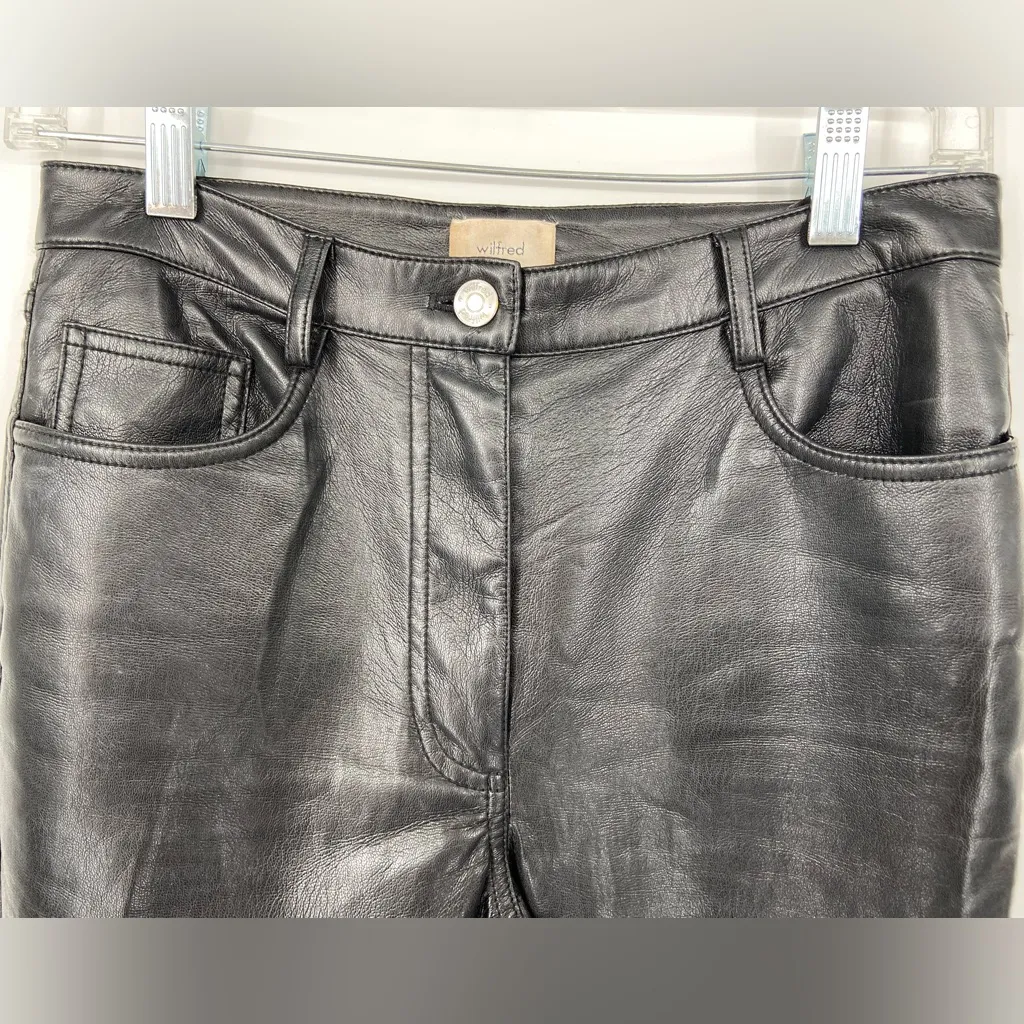 Aritzia, Wilfred Faux Leather Pants, Black, 5 pocket,‎ ankle, straight, Size 4 - Image 2