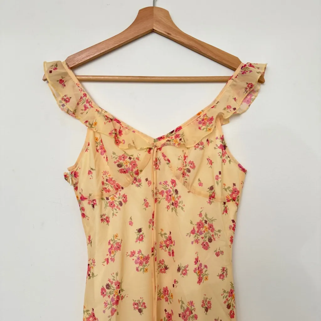 Rihoas Charming Floral Mini Dress in Yellow Size M - Image 2