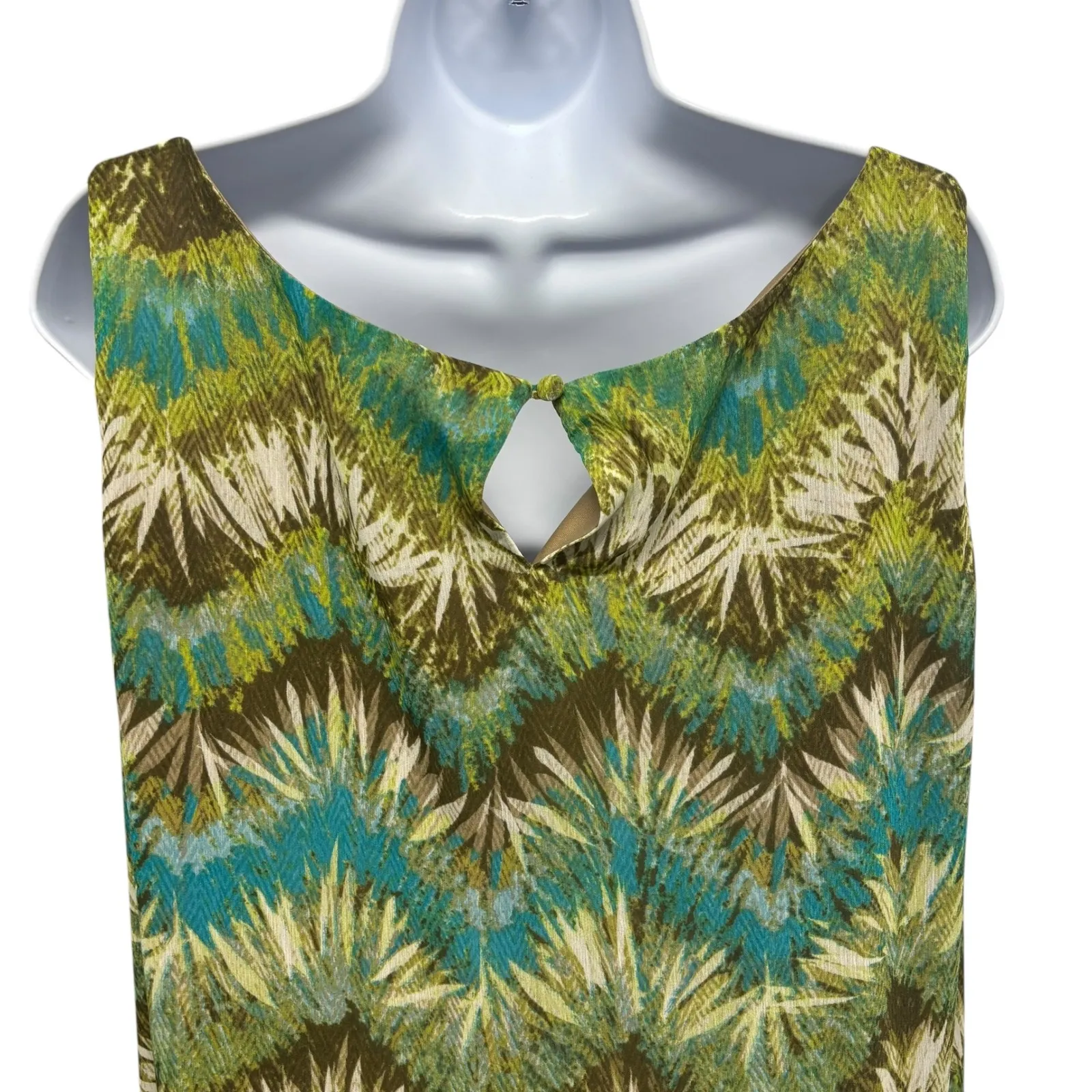 Catherines Plus Size 3X Green Blue Chevron Beaded Neck Sleeveless Dress - Image 6