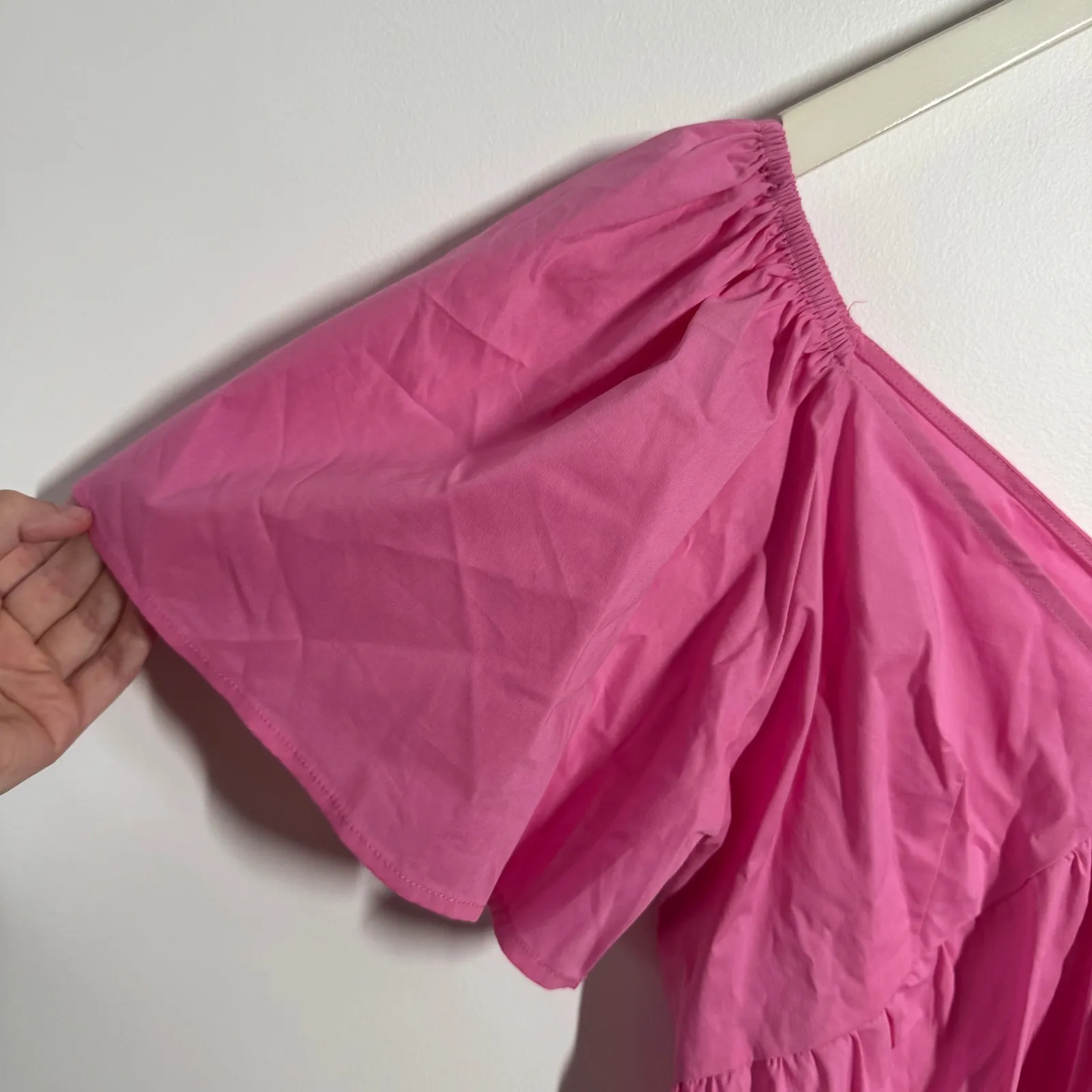 Strut & Bolt Top Women L Pink Red Color Block Sweetheart Neckline Tiered Cottage - Image 3