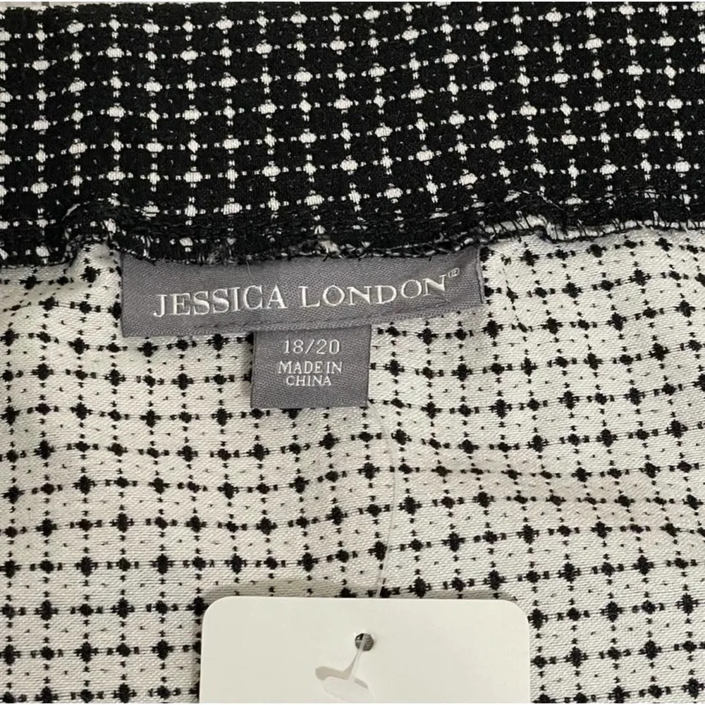 JESSICA LONDON Black and White Box Plaid Faux Wrap Skirt Size 18/20 NWT - Image 7