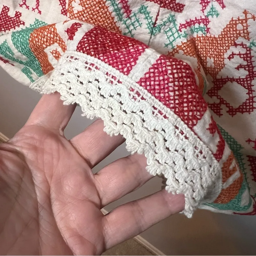 Free People Embroidered Dress Women’s size 2‎ Sleeveless Aztec Shift Mini Tribal - Image 6