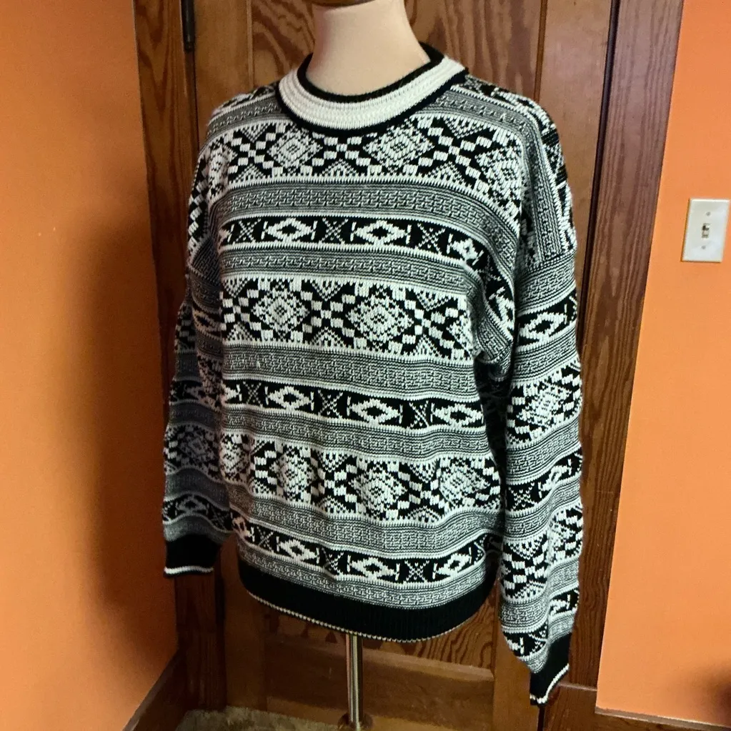 Vtg 80s Nordic Oversized Grandpa Sweater Size L - Image 5