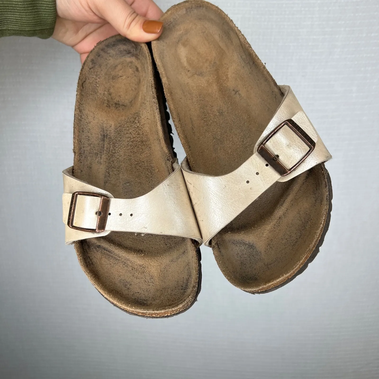 Birkenstock Madrid Sandals‎ Cream Leather Cork Footbed Slip On Size 36 EU 230 - Image 2