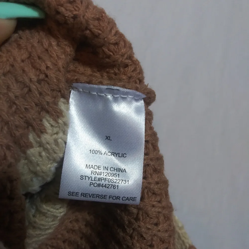 Pink Rose Knit Maple Striped Brown Textured Sweater Neutral Size XL - Image 7