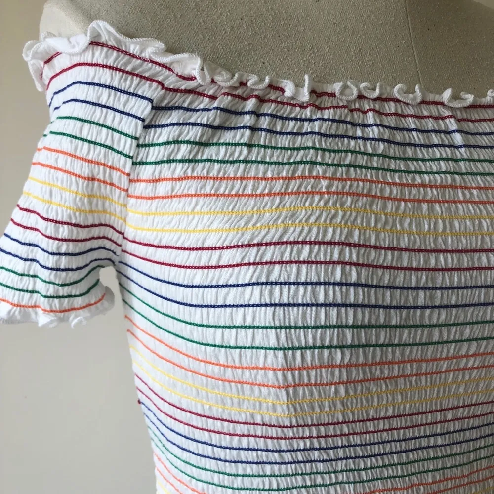 Heart & Hips Rainbow Smocked Off The Shoulder Top - Image 4