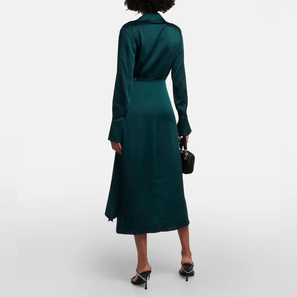 Simkhai Samba Satin Midi Shirt Dress in Emerald, Size 0 New w/Tag Retail $645 Green - Image 11